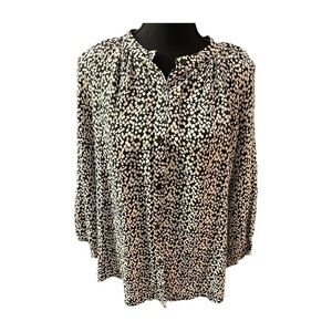Elorie Silk Black and White Dotted Blouse Medium